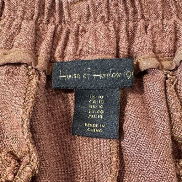 House of Harlow 1960 Chocolate Brown Linen‎ Cargo Pants, Size 10 - Picture 8 of 13